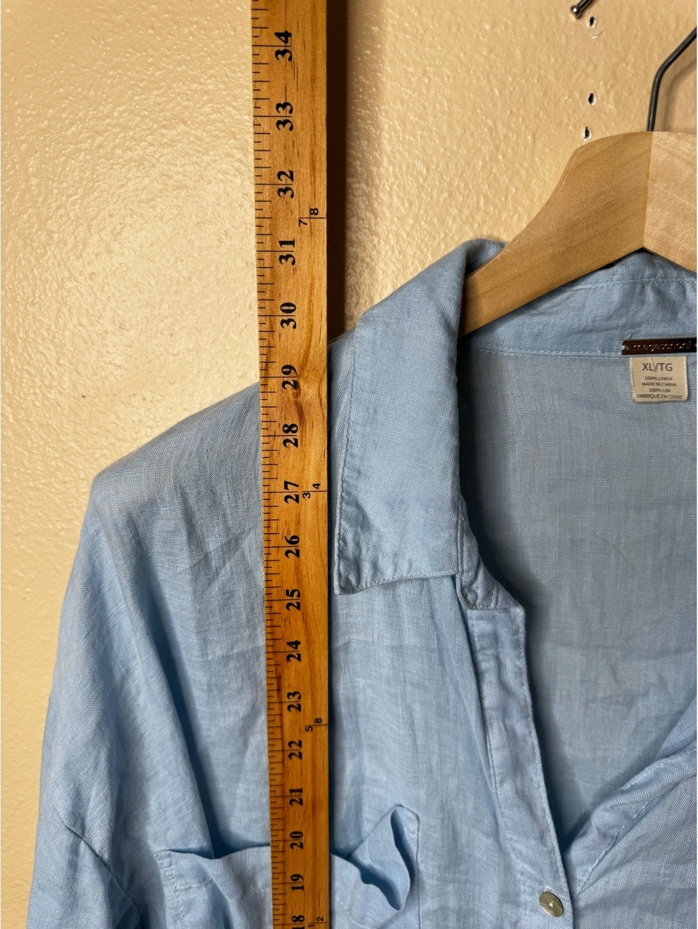 Magaschoni Womens XL Light Blue 100% Linen Button Up Shirt Roll Tab Sleeve - Picture 3 of 5